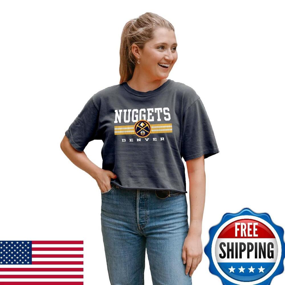 Denver Nuggets Nba Womens Crop Top T-Shirt Ringspun Team Logo Ly Licens